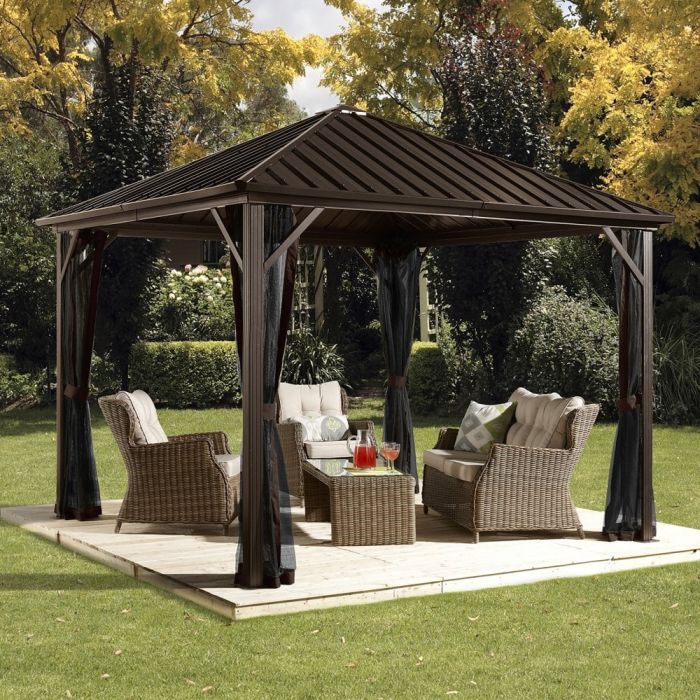 KINGSLEY Sojag Gazebo Aluminum Rustproof Frame Dark Grey - 3mx3m