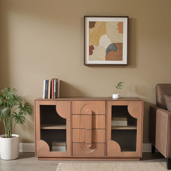 SINDRA Solid Wooden Extra Large Sideboard - Oak Finish