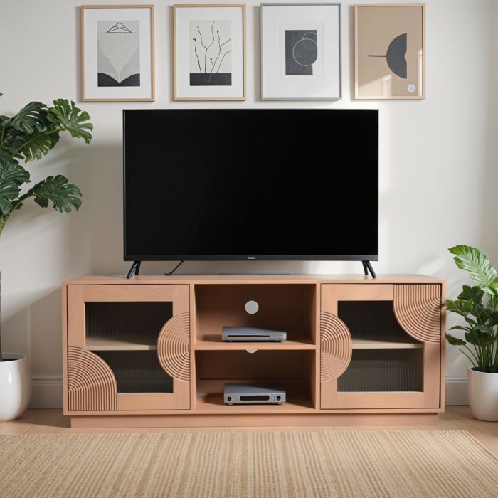 SINDRA Solid Wood TV Cabinet - Oak Finish