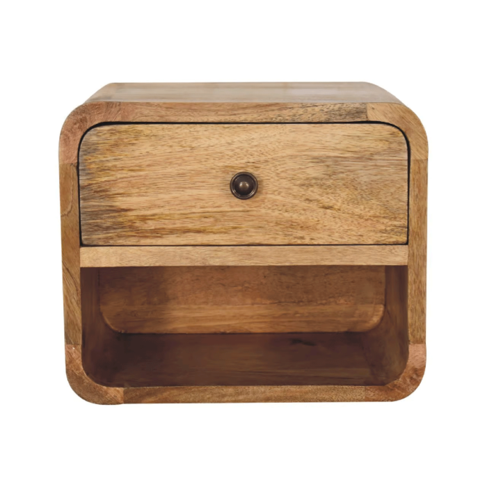Bedside Table - TINY Nightstand with Open Slot Oak 30cm
