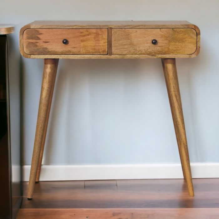 Dalton Curved Hallway Table in OakIsh Finish