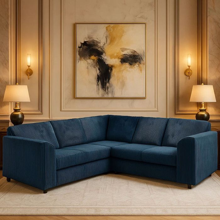 Jamba Full Back Jumbo Cord Corner Sofa - Navy Blue