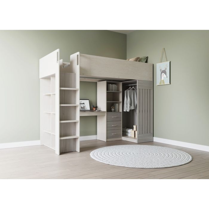 Jupiter High Sleeper Bed - White Grey