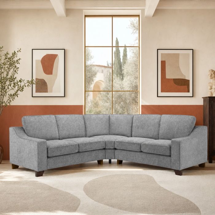 KAMILA Plush Fabric Large Corner Sofa - L Shaped - Slate