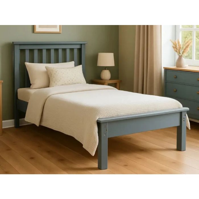 Single Bed - KIVRA 3ft Wooden Bedframe - Grey