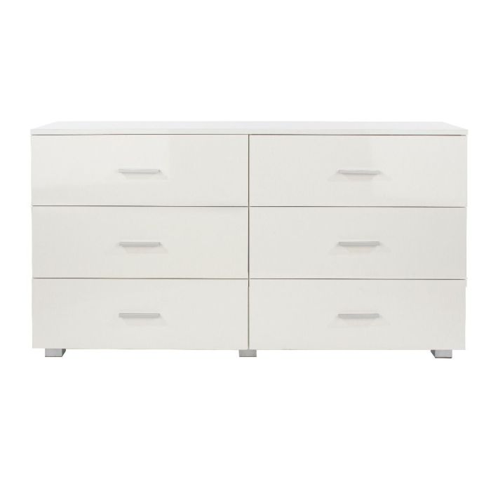 White Chest of Drawers - LINTON Large Chest 6 Drawers Double Chest