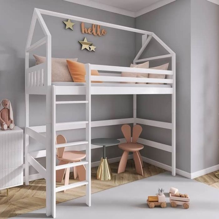 Ajax Siena Wooden Loft Bed Frame - White