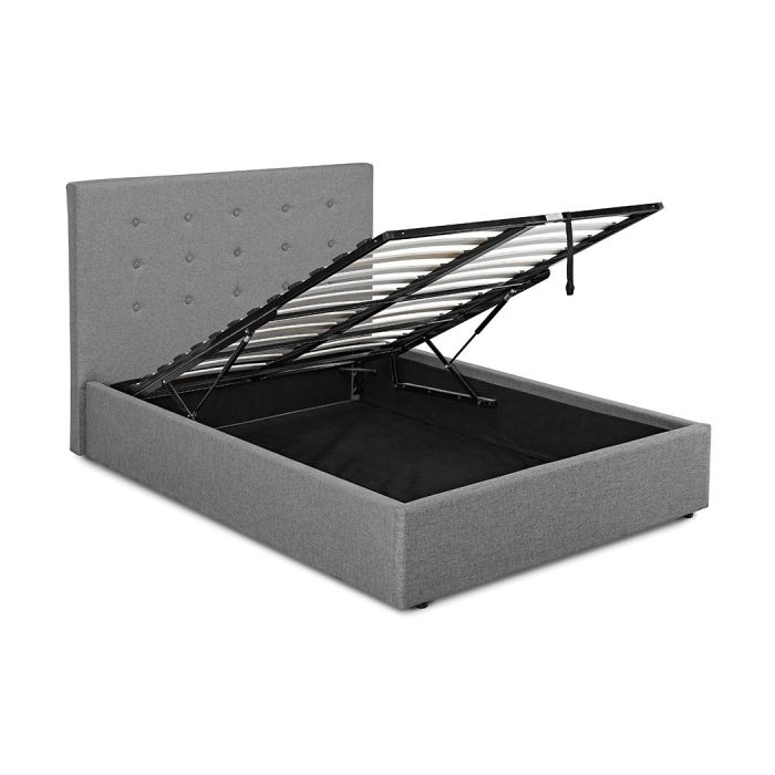 Lucca Plus Classic Linen Fabric Ottoman Bed Standard Double 4ft6 - Grey