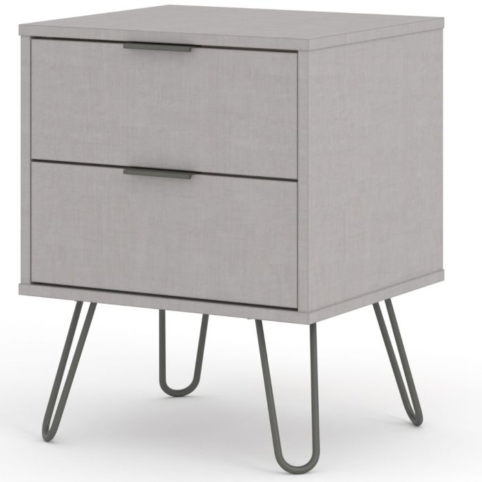 Augusta Grey 2 Drawer Bedside Cabinet