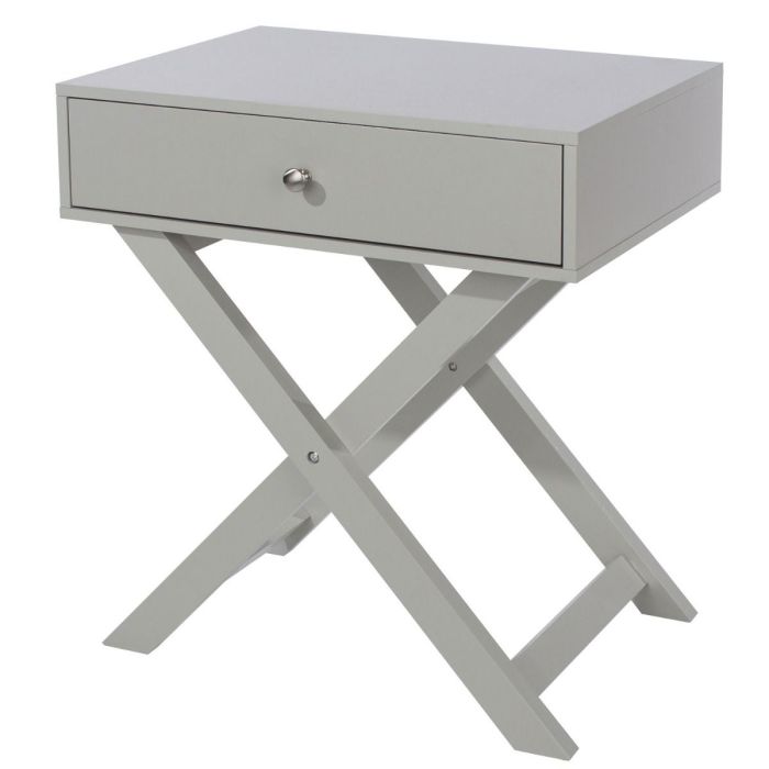 X Leg 1 Drawer Petite Bedside Cabinet - Grey