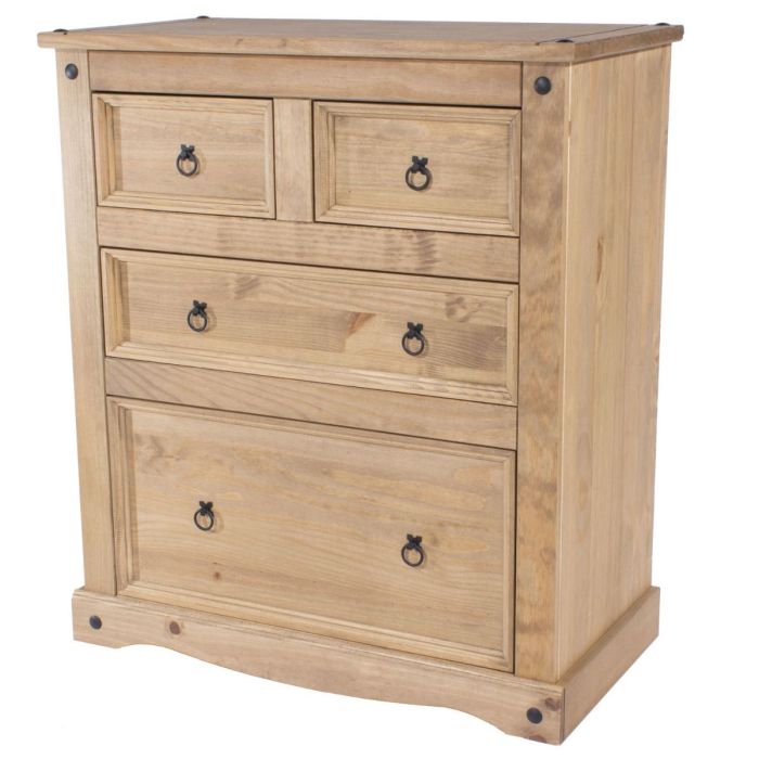 Pine Finish Chest of Drawers - CECILIA Large Chest 4 Drawers