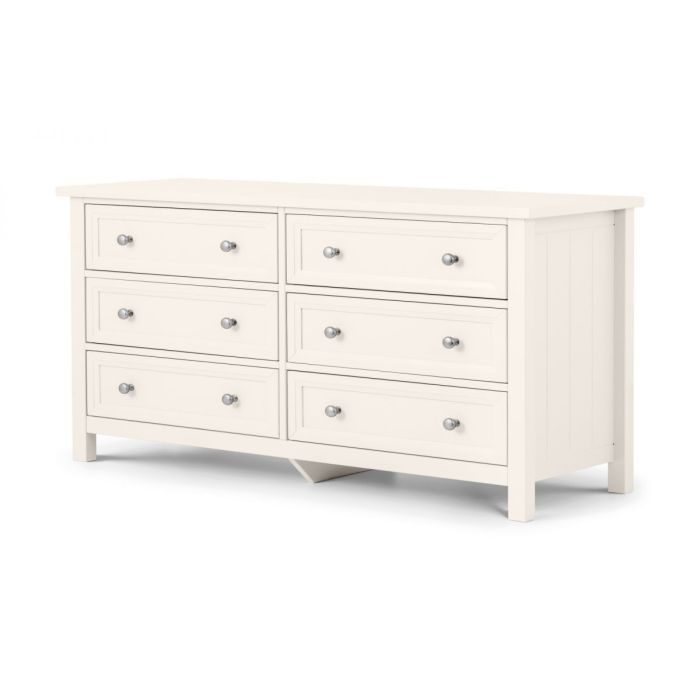 White Chest of Drawers - MALTON Large Chest 6 Drawers Double Chest