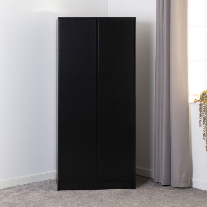 MALDEN 2 Door Wardrobe Black - 80cm