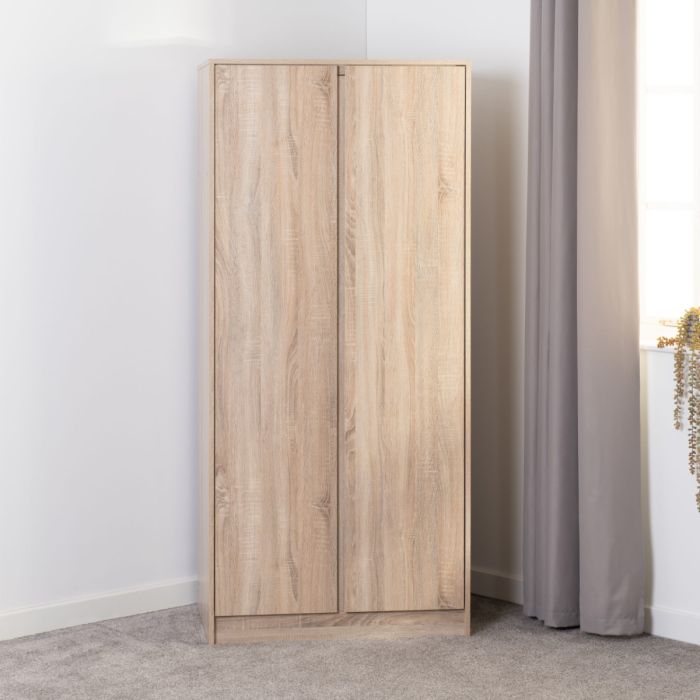 MALDEN 2 Door Wardrobe Medium Oak - 80cm
