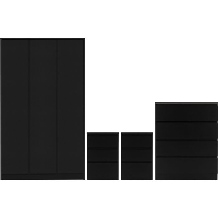 MALDEN 3 Door Wardrobe Set 4 Piece - Black