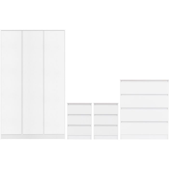 MALDEN 3 Door Wardrobe Set 4 Piece - White