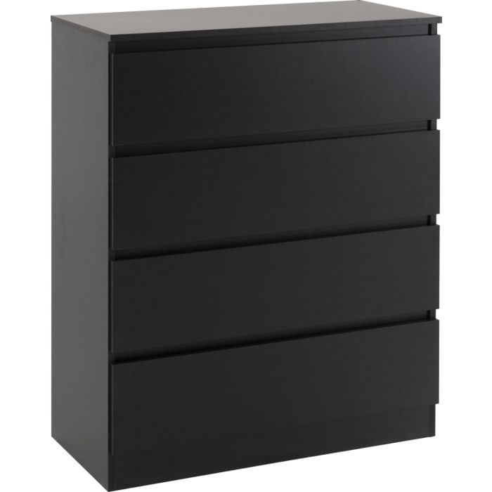MALDEN Black Chest of Drawers - Medium-sized, 4 Drawers