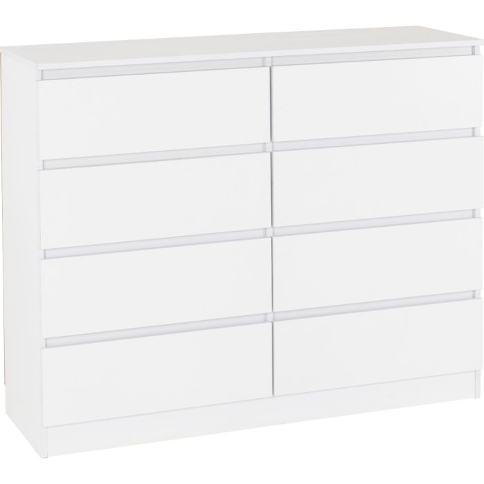 White Chest of Drawers - MALDEN Large Chest 8 Drawers Double Chest
