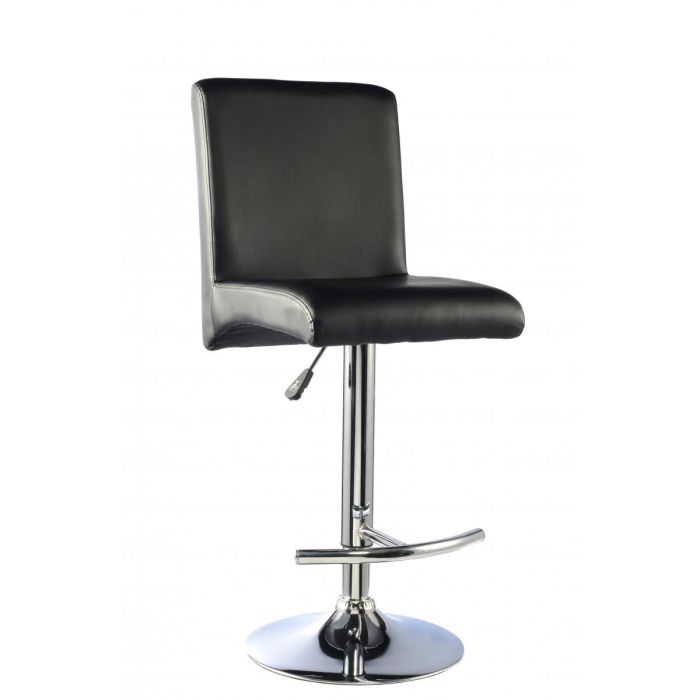Cordova Stylish Swiveling Sleek and Adjustable Bar Stools in Black PU Chrome - Set of 2
