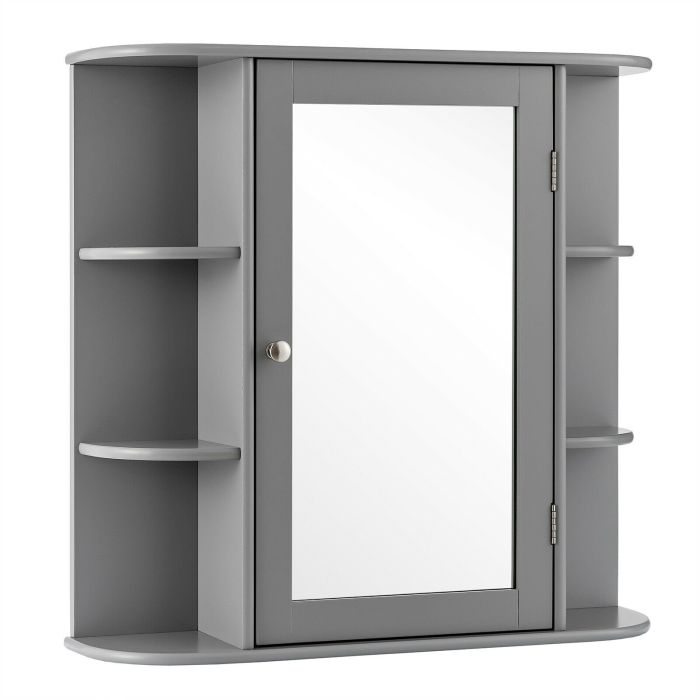 Bathroom Cabinet - 3-Tier Mirrored Wall Mounted Bathroom Cabinet-Grey