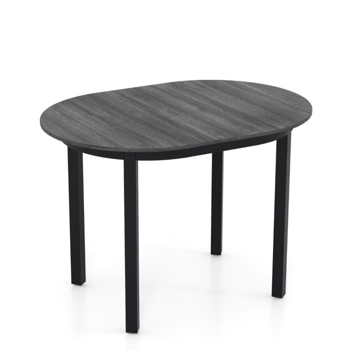 CRAYWELL 110CM Wooden Dining Table for 4-6 People Oval Kitchen Table-Dark Grey