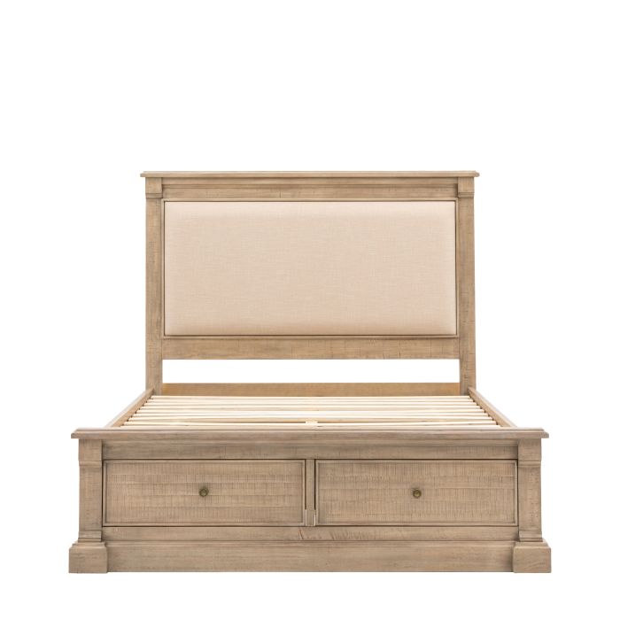 BRIXTON Super Kingsize Wooden Bedframe with 2 Drawer Storage - Natural
