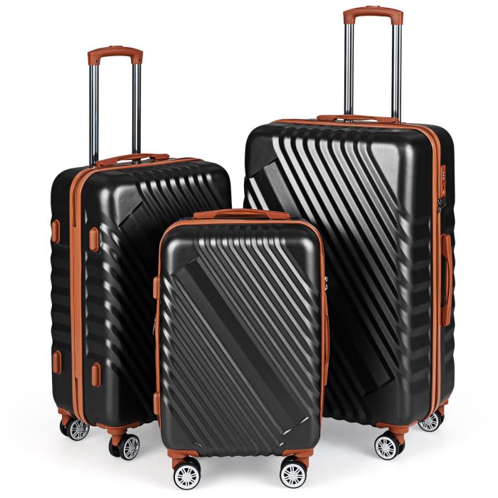 LUMISTRA Large/Medium/Small Carry on Suitcase Sets with Premium Wheels and TSA Approved Lock-Black