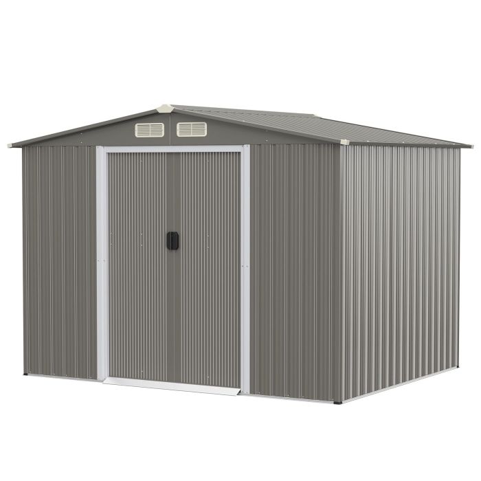 Garden Storage - Outdoor Storage Shed with Foundation for Garden Yard-Light Grey