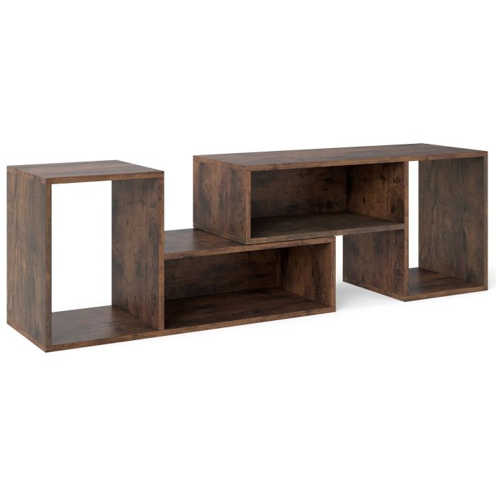 OVRAON 2-Piece Console TV Stand Modern Minimalist Entertainment Center-Rustic Brown