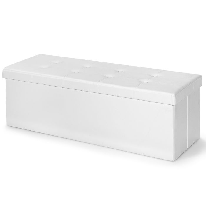Ottoman Bench - Folding Storage Ottoman Bench with Lid for Living Room-White