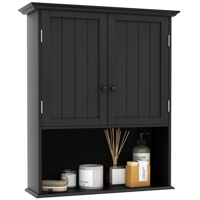 Bathroom Cabinet - Wall Mounted Bathroom Storage Cabinet with Adjustable Shelf-Black