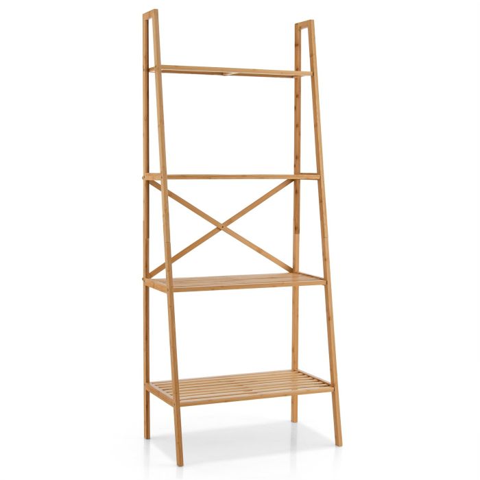 Bookcase - 4-Tier Freestanding Bookcase with Anti-Toppling Device for Living Room-Natural