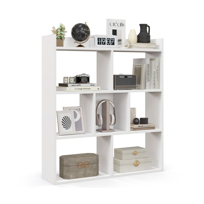 Bookcase - 7 Cubes Open-back Bookshelf Home Storage Display Shelf-White