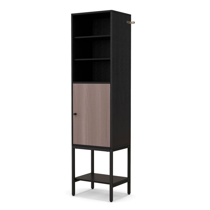 ULORVA Tall Storage Cabinet with Adjustable Shelf and Bottom Storage-Black