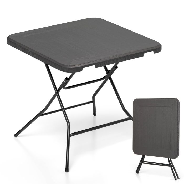 80 cm Square Folding Picnic Table 4-Person Patio Dining Table-Black