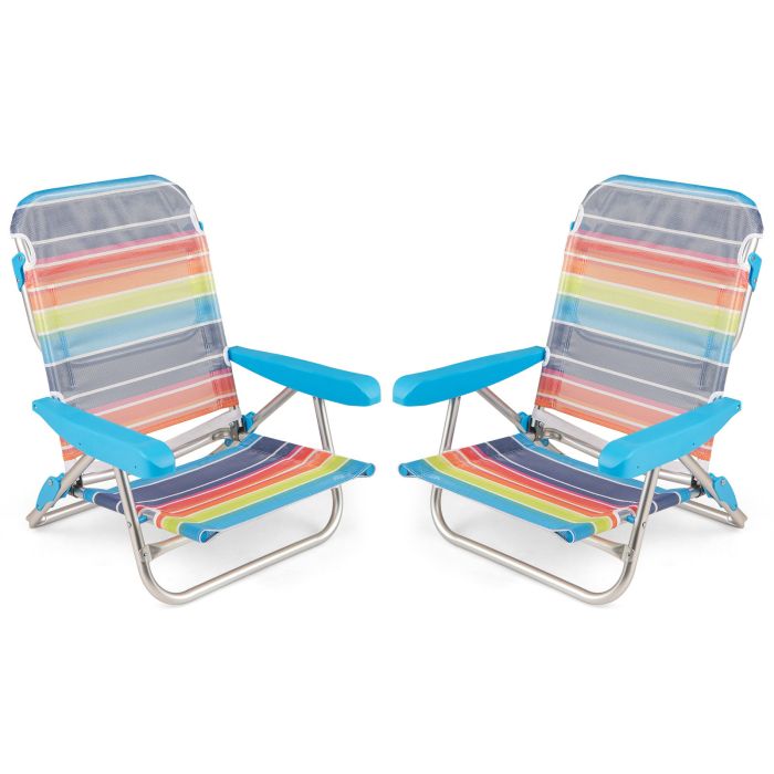 INCA 2 Pack Foldable Beach Chair with Armrests and Carry Strap-Colourful-S