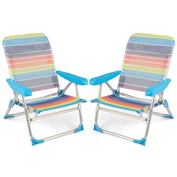 INCA 2 Pack Foldable Beach Chair with Armrests and Carry Strap-Colourful-M