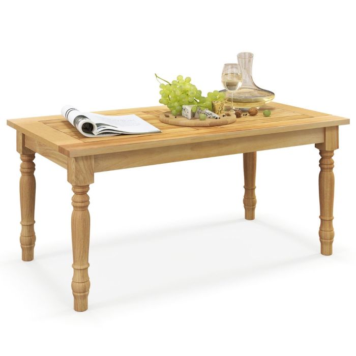 Patio Coffee Table with Solid Teak Wood Structure