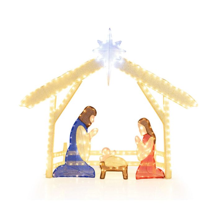 Pre-lit Holy Family Christmas Set with 272 Warm & Cool LEDs - Warm White