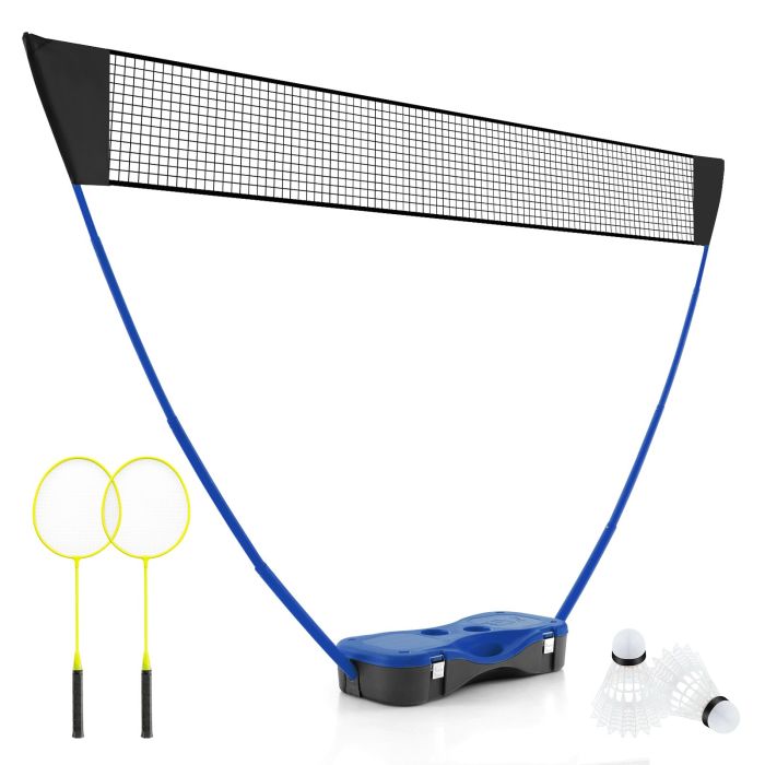ZOCA All-In-One Portable Badminton Net Set with Storage Base-Blue