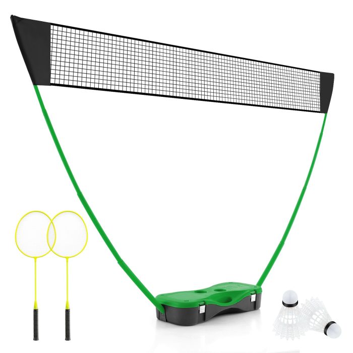 ZOCA All-In-One Portable Badminton Net Set with Storage Base-Green