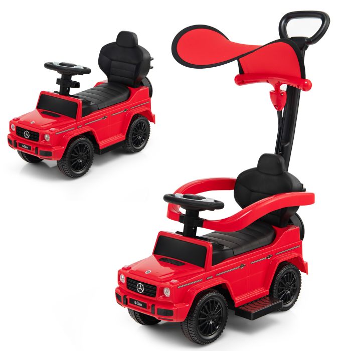 3-in-1 Baby Sliding Walker with Push Handle - Red