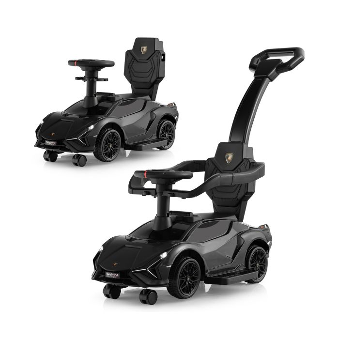 3-in-1 Ride-On Push Car with Removable Guardrails and Handle - Black