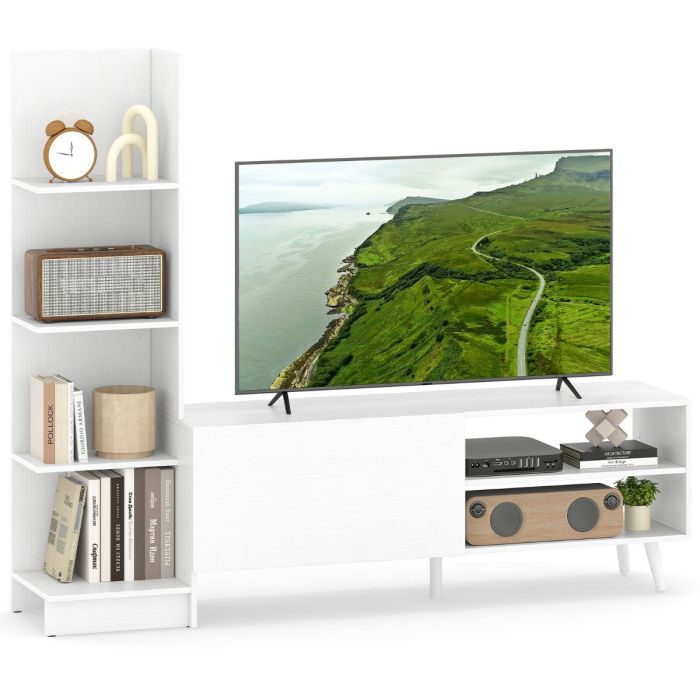 ORNEAN TV Stand for TVs up to 50 Inches with Adjustable Shelf for Living Room Bedroom-White