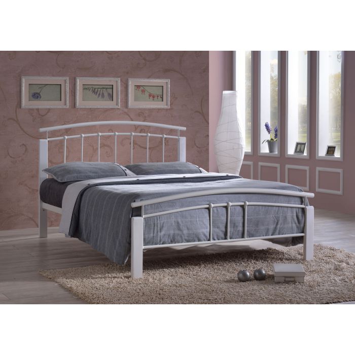 Small Double Bed - TETRAVON 4ft Metal Bed White