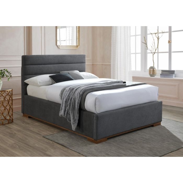 Double Bed - MAYTON Ottoman 4ft6 Fabric Bed Dark Grey