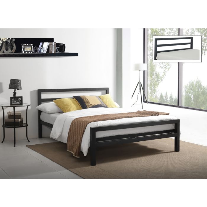 Kingsize Bed - CITRANO 5ft Metal Bed Charcoal Black