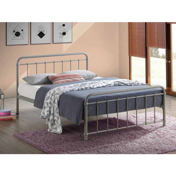 Single Bed - MIAVERA 3ft Metal Bed Pebble