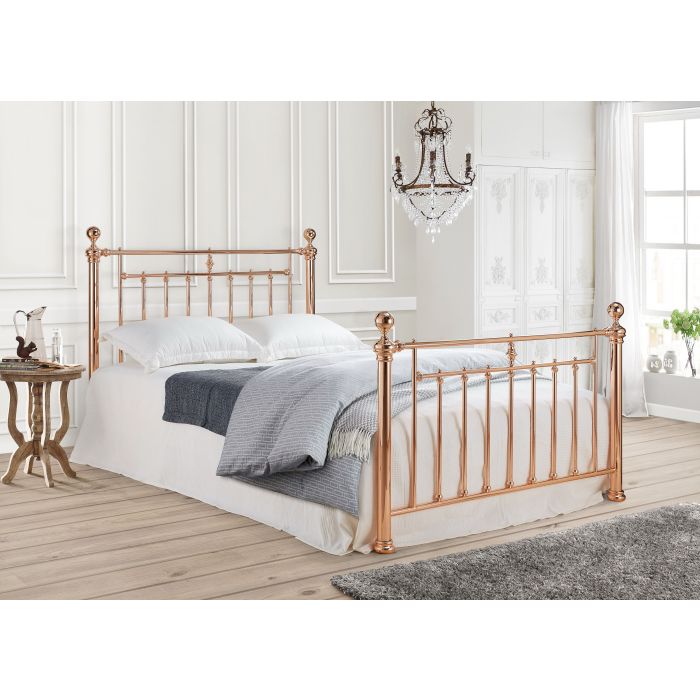 Double Bed - ALVERSTON 4ft6 Metal Bed Rose Gold