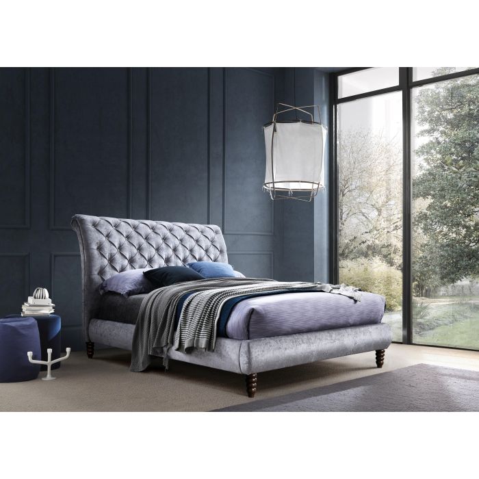 Kingsize Bed - VENOVIA 5ft Fabric Bed Grey